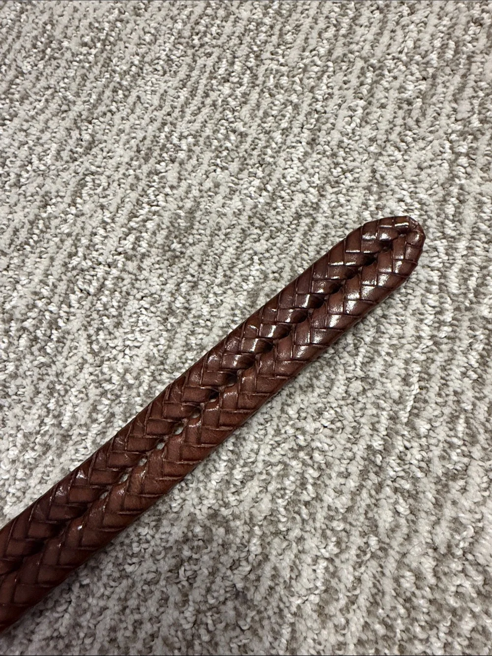 COACH Men's Brown Braided Leather Belt with Brass Buckle